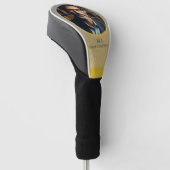 Aangepaste foto Monogram Beste papa ooit Goud Zilv Golfheadcover (Schuin)