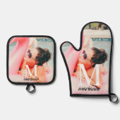 Aangepaste foto Monogram Chic Ovenwant & Pannenlap Set (Voorkant)