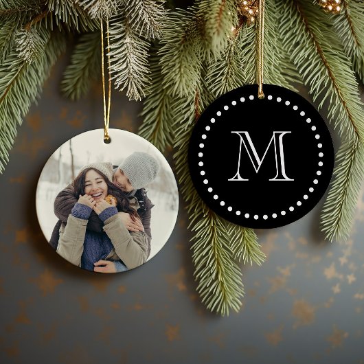 Aangepaste foto & Monogram gepersonaliseerd Orname Keramisch Ornament