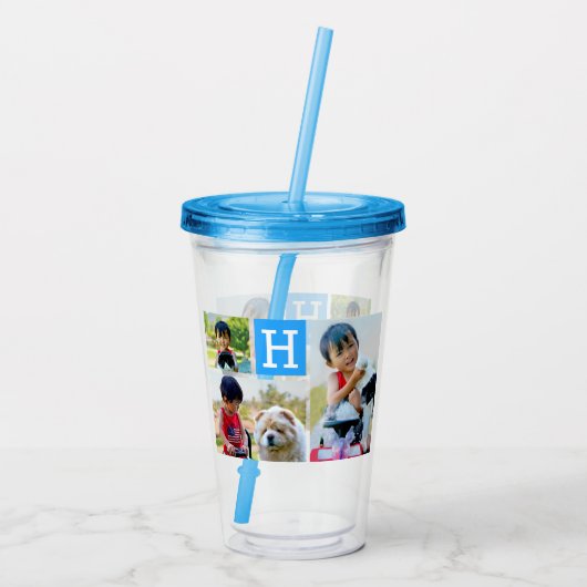 Aangepaste foto Monogram Initiaal Letter gepersona Acryl Drinkbeker (Achterkant)