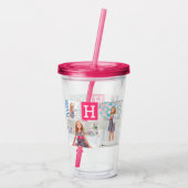Aangepaste foto-monogram Initiaal Letter op maat Acryl Drinkbeker (Achterkant)