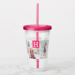 Aangepaste foto-monogram Initiaal Letter op maat Acryl Drinkbeker