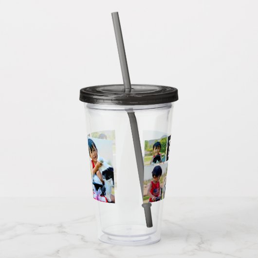 Aangepaste foto-monogram Initiaal Letter op maat Acryl Drinkbeker (Links)