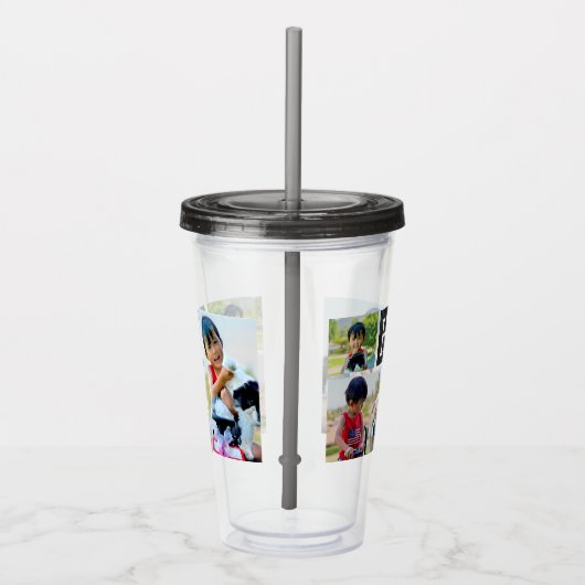 Aangepaste foto-monogram Initiaal Letter op maat Acryl Drinkbeker (Rechts)