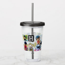 Aangepaste foto-monogram Initiaal Letter op maat Acryl Drinkbeker