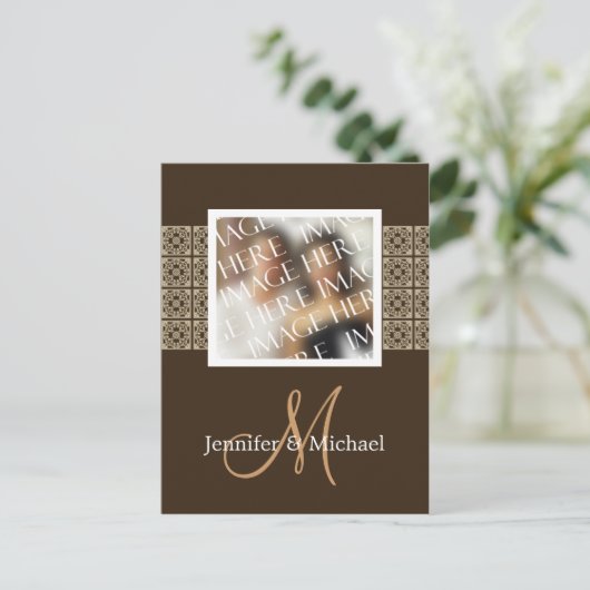 Aangepaste foto Monogram logo bruiloft Bedankt Briefkaart (Staand voorkant)