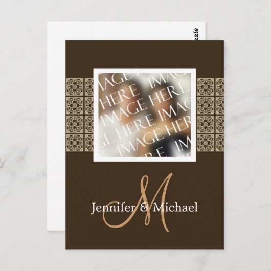 Aangepaste foto Monogram logo bruiloft Bedankt Briefkaart (Voorkant / Achterkant)