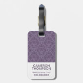 Aangepaste foto & monogram luxe paarse behang bagagelabel (Achterkant verticaal)