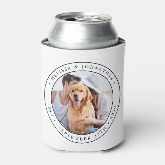 Aangepaste foto Monogram naam Datum bruiloft Blikjeskoeler (Blikje Voorkant)