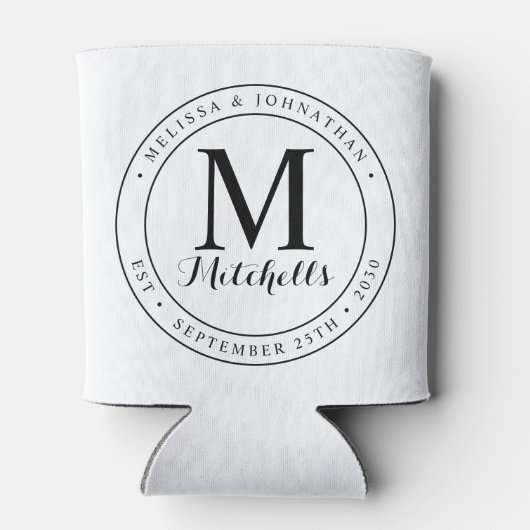 Aangepaste foto Monogram naam Datum bruiloft Blikjeskoeler (Achterkant)