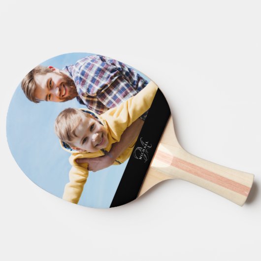 Aangepaste foto-monogram Naam Modern Sportpap Tafeltennisbatje (Zijkant)