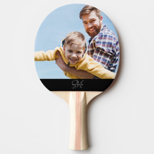 Aangepaste foto-monogram Naam Modern Sportpap Tafeltennisbatje (Voorkant)
