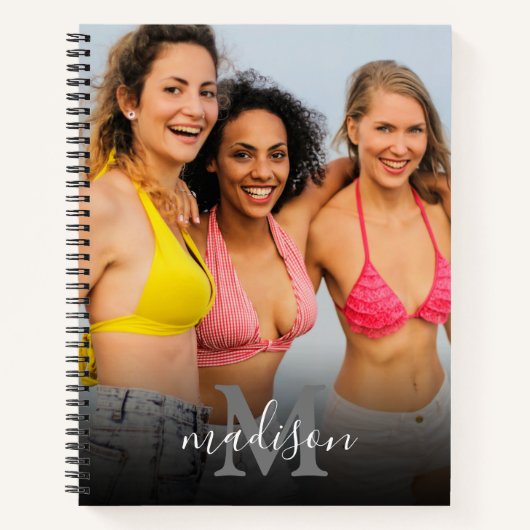Aangepaste foto Monogram naam Notitieboek (Voorkant)