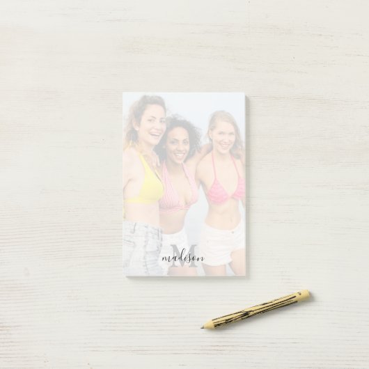 Aangepaste foto Monogram naam Post-it® Notes (Op bureau)