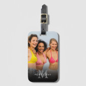 Aangepaste foto monogram naam tas bagagelabel (Voorkant (verticaal))