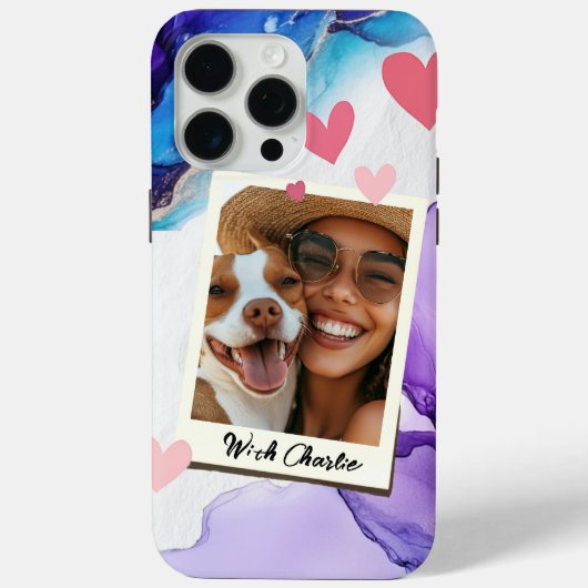 Aangepaste foto Monogram Naam Uw telefoonhoesje Case-Mate iPhone Case (Achterkant)