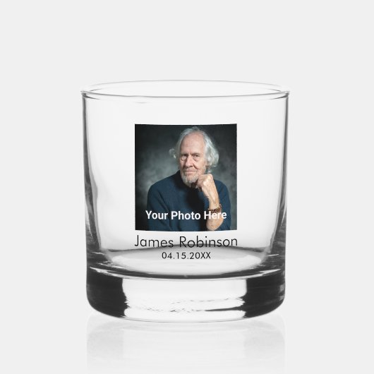 Aangepaste foto Monogram naam Whisky Glas (Voorkant)