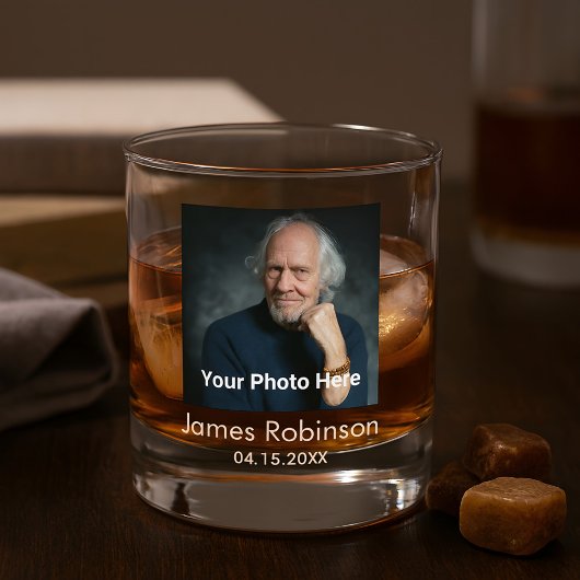Aangepaste foto Monogram naam Whisky Glas