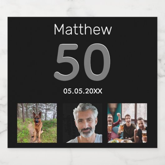 Aangepaste foto-monogram op feestdag bier etiket (Enkel label)