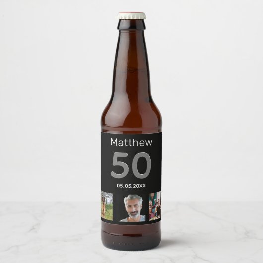 Aangepaste foto-monogram op feestdag bier etiket (Voorkant)