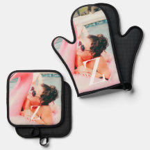 Aangepaste foto Monogram Oven Mitt en Pothouders