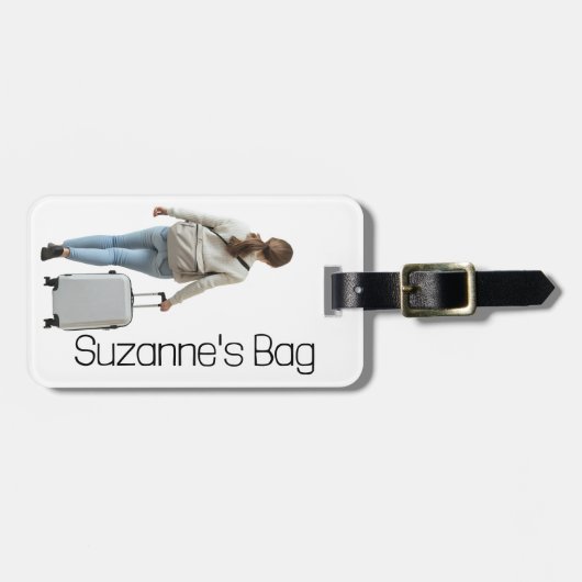 Aangepaste Foto Monogram Reizen Vakantie Bagagelabel (Voorkant horizontaal)