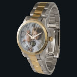 Aangepaste foto | Monogram | Romeinse cijfers Horloge<br><div class="desc">Upload uw favoriete foto van Instagram,  uw telefoon of uw huiscomputer aan dit douanemonoto die uw monogram binnen van een zwart cirkellijst in het midden wordt gecentreerd. Op de buitenranden van het horloge zijn hoge elegante Roman cijfers in een gewaagde stijl.</div>