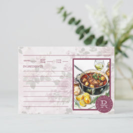 Aangepaste Foto Monogram Roze Recept Kaart