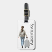 Aangepaste foto monogram vakantie reis bagagelabel (Voorkant verticaal)