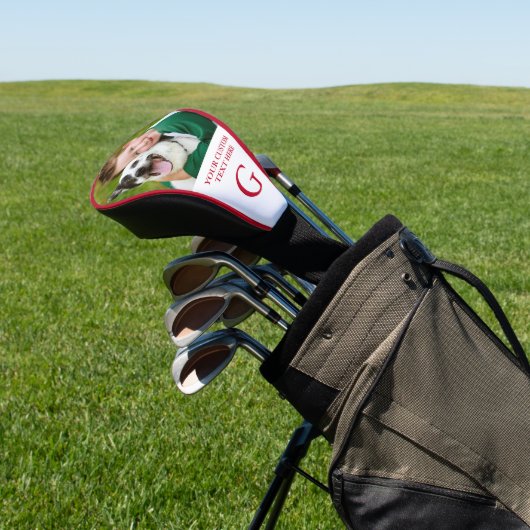 Aangepaste foto Monogramed Foto Persoonlijk Rood Golfheadcover (Insitu)