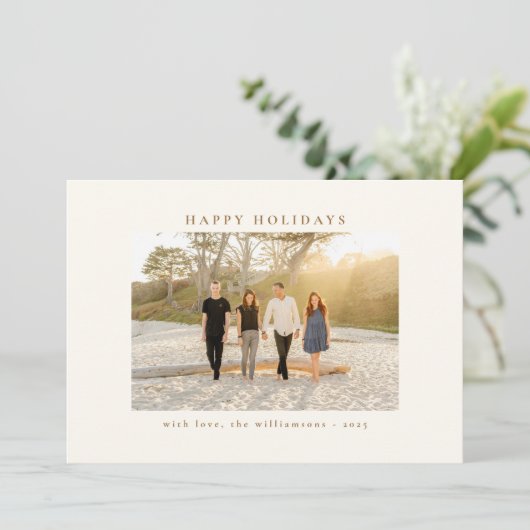 Aangepaste foto mooie grijze botanische elegante feestdagenkaart (Staand voorkant)