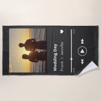 Aangepaste foto muziek afspeellijst moderne koppel strandlaken