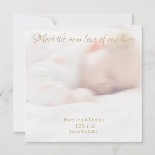 Aangepaste foto, naam Baby Birth Announcement Card Aankondiging (Voorkant)