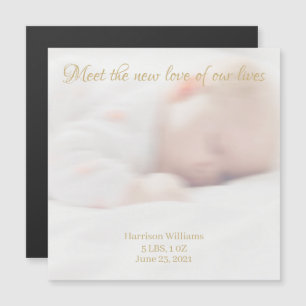 Aangepaste foto, naam Baby Birth Announcement magn