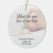 Aangepaste foto naam Baby geboorteaankondiging Keramisch Ornament (Links)