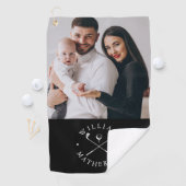 Aangepaste foto naam clubs en bal zwart-wit golfhanddoek (Insitu)