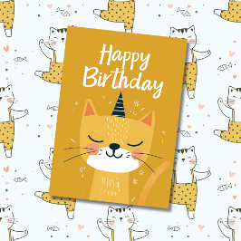 Aangepaste foto & naam | Cute kat illustratie kuns Kaart