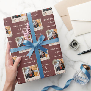 Aangepaste foto/naam/datum-bride en bruidebruidebr cadeaupapier