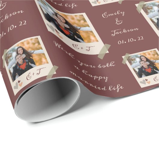 Aangepaste foto/naam/datum-bride en bruidebruidebr cadeaupapier (Rol Hoek)