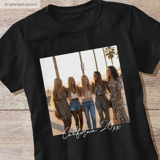 Aangepaste foto naam eenvoudig script typografie z t-shirt