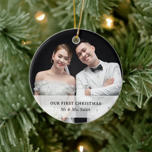 Aangepaste foto & naam Eerste kerst als mijnheer & Keramisch Ornament (Boom)