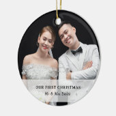 Aangepaste foto & naam Eerste kerst als mijnheer & Keramisch Ornament (Links)