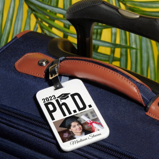 Aangepaste foto, naam en jaar doctoraat bagagelabel (Voorkant Insitu 1)