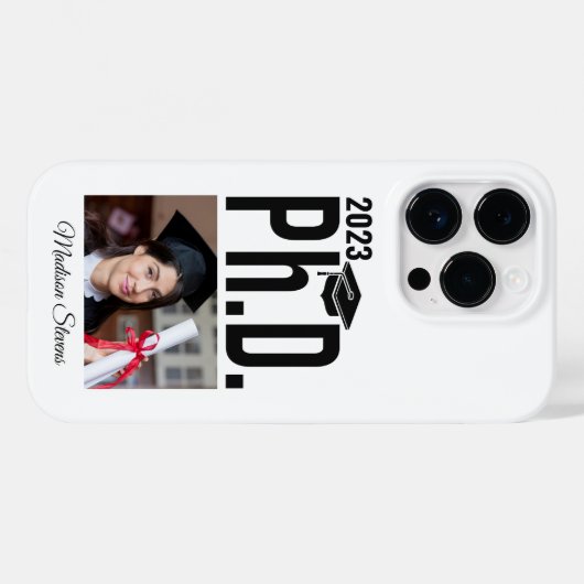 Aangepaste foto, naam en jaar doctoraat Case-Mate iPhone case (Achterkant (horizontaal))