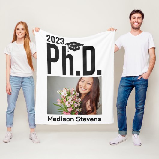 Aangepaste foto, naam en jaar doctoraat fleece deken (In situ)