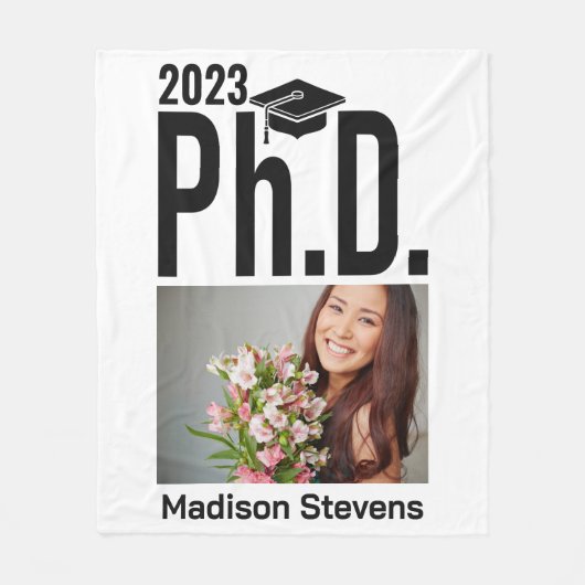 Aangepaste foto, naam en jaar doctoraat fleece deken (Voorkant)