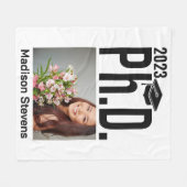 Aangepaste foto, naam en jaar doctoraat fleece deken (Voorkant (Horizontaal))