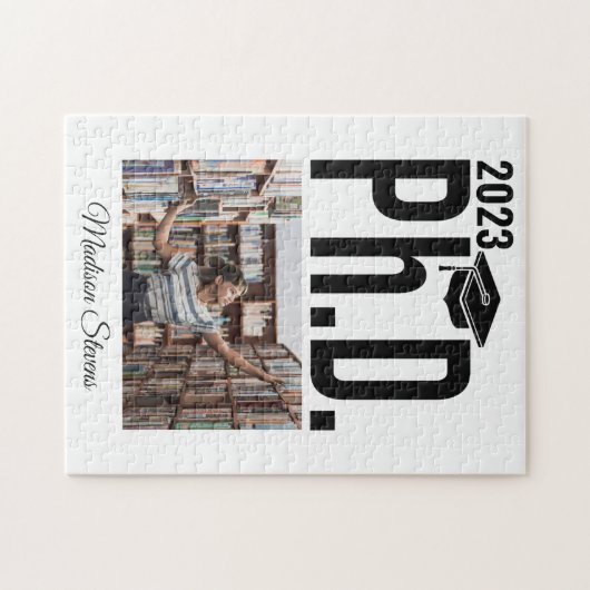 Aangepaste foto, naam en jaar doctoraat legpuzzel (Horizontaal)
