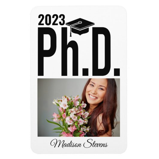 Aangepaste foto, naam en jaar doctoraat magneet (Verticaal)