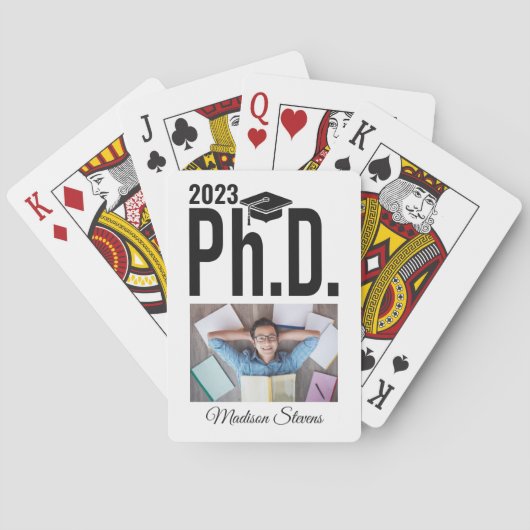 Aangepaste foto, naam en jaar doctoraat pokerkaarten (Achterkant)